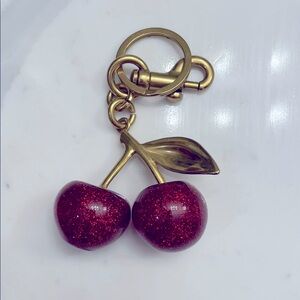 🍒🍒Cherry Bag Charm Keychain with Gold Accents!!